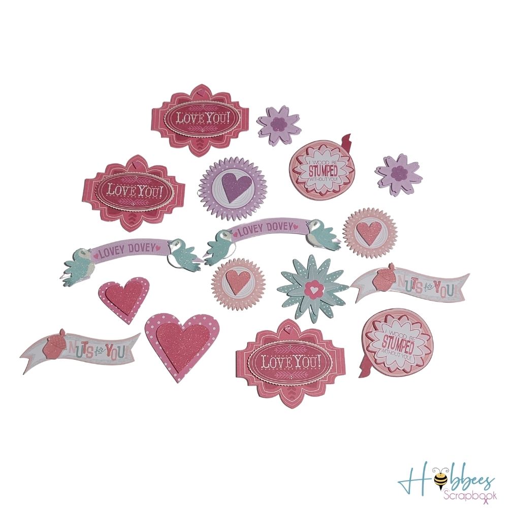 Heart and Flower Layered Accents / Adornos Adhesivos 3D Adornos / Embellishments K &amp; Company