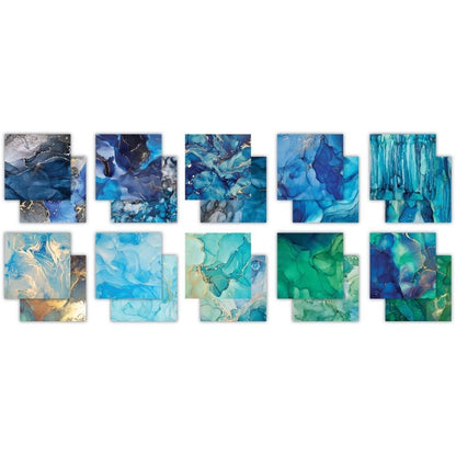 Double-Sided Paper Pad 6&quot; Ink Drops Ocean / Block Papel Doble Cara Papel Craft Consortium