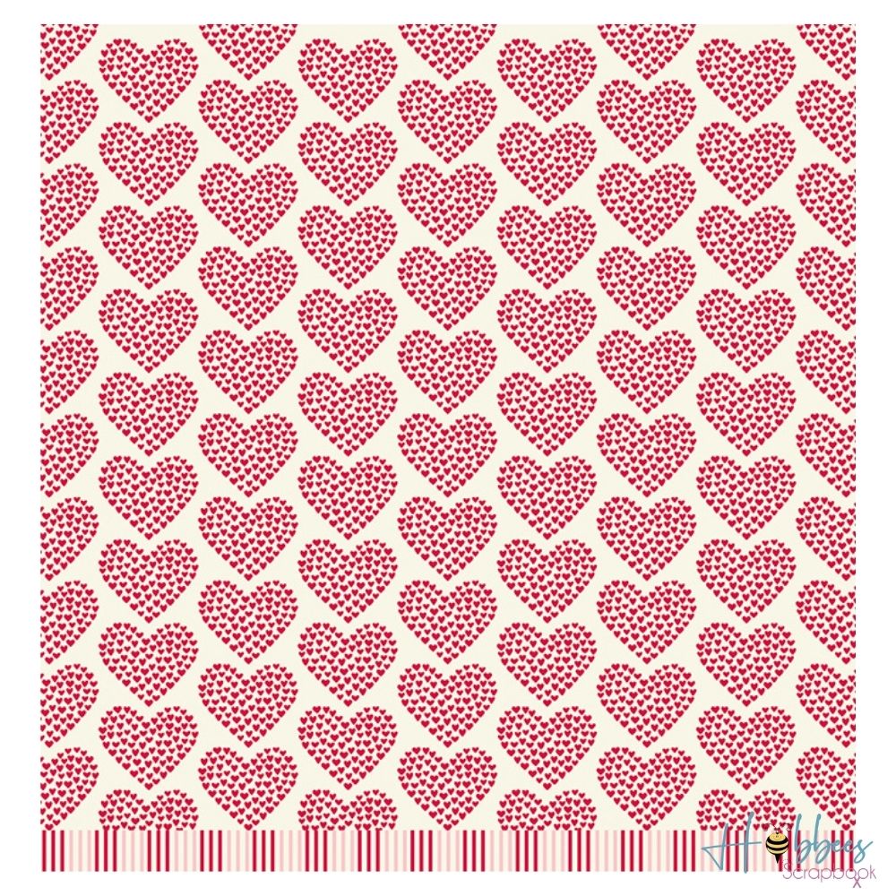 With Love Paper / 25 Hojas Cartulina Doble Cara Corazones Descontinuado Pebbles