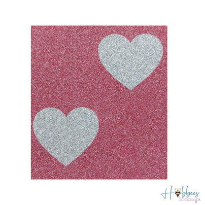 Rouge Hearts Glitter Paper / 1 Hoja de Papel Glitter de Corazones Descontinuado American Crafts