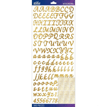 Gold Foil Script Stickers / Estampas Alfabeto de Foil Dorado Stickers Ek Success