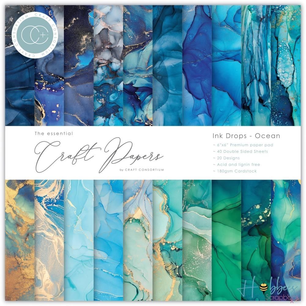 Double-Sided Paper Pad 6" Ink Drops Ocean/ Block Papel Doble Cara