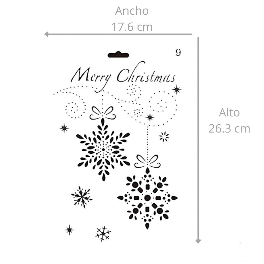 Esténcil Feliz Navidad y Copos de Nieve Esténciles / Plantillas Hobbees