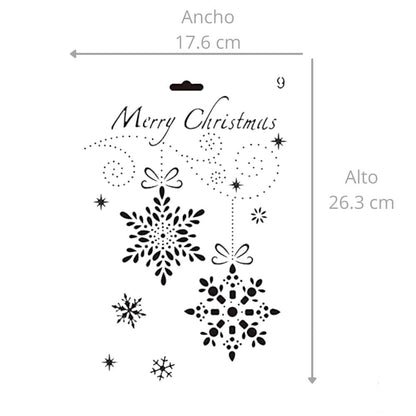 Esténcil Feliz Navidad y Copos de Nieve Esténciles / Plantillas Hobbees