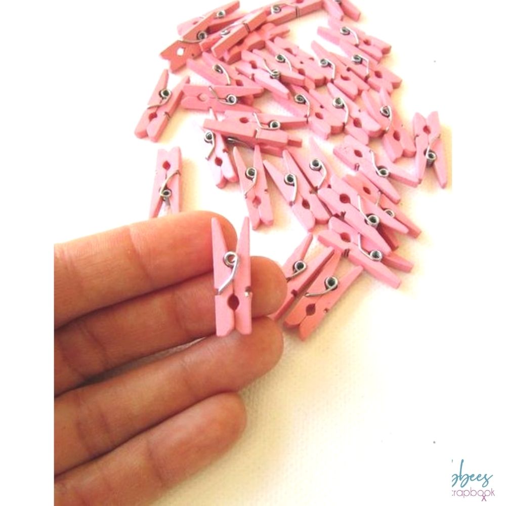 Pink Glitter Clothespins / 15 Mini Pinzas Rosas con Brillo Adornos / Embellishments Jolee&