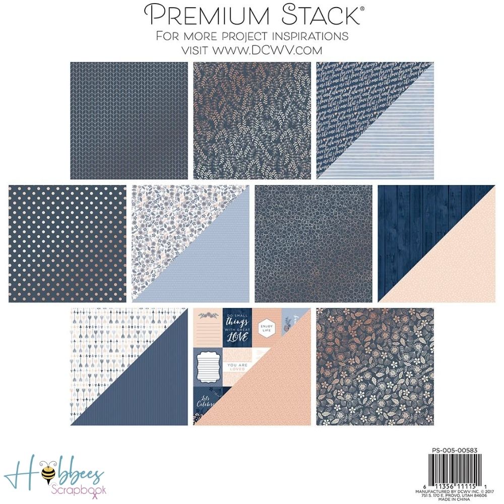 Indigo Kraft & Rose Gold  Paper Pad 12" / Block de Papel Indigo Papel DCWV