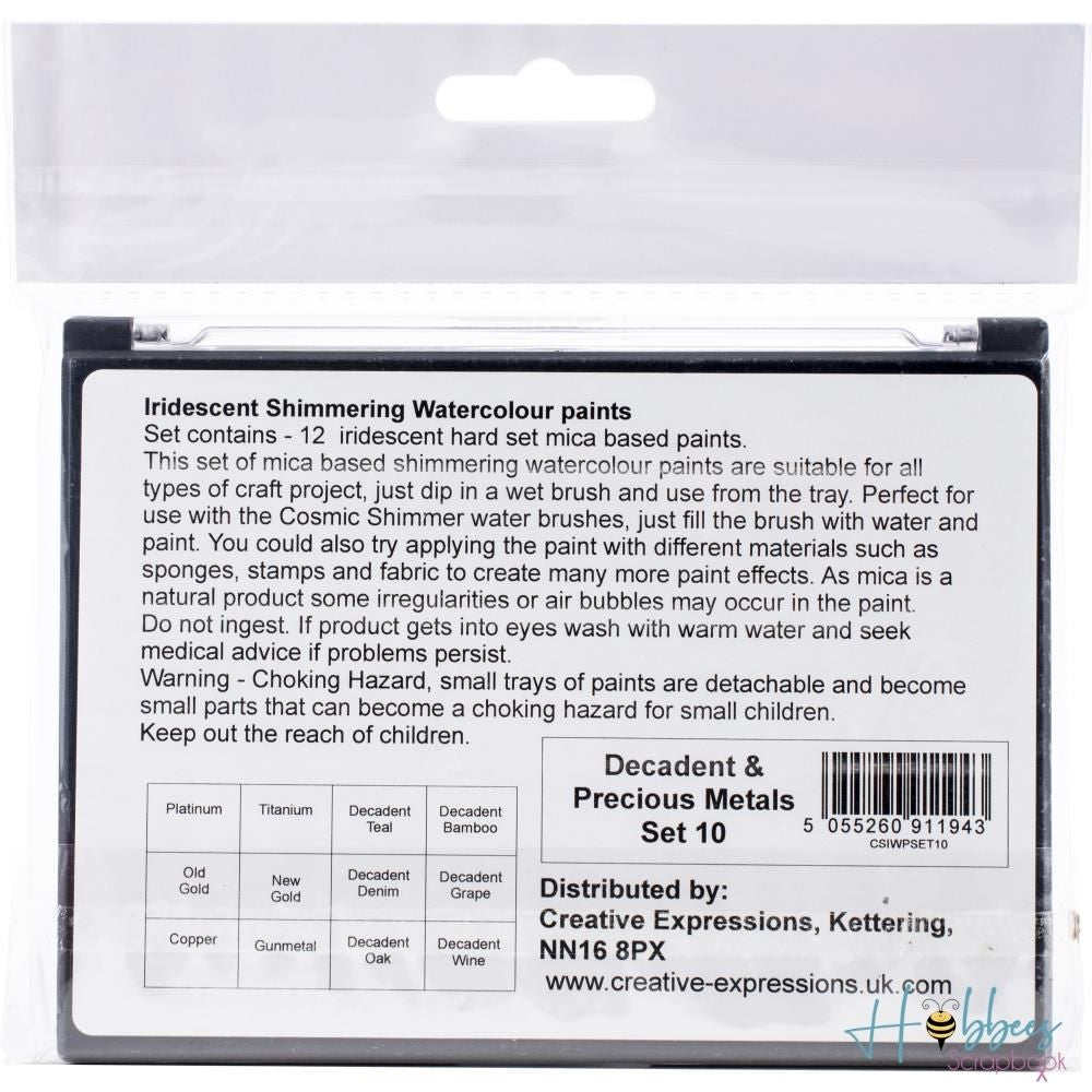 Cosmic Shimmer Watercolor Palette Set 10 / Acuarelas iridiscentes Acuarela Creative Expressions