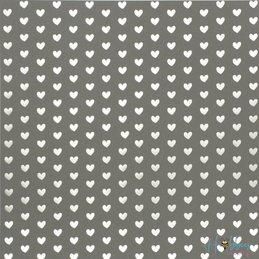 Foil Heart Cardstock / 10 Hojas de Cartulina color Gris de Corazones de Foil Plata Papel American Crafts