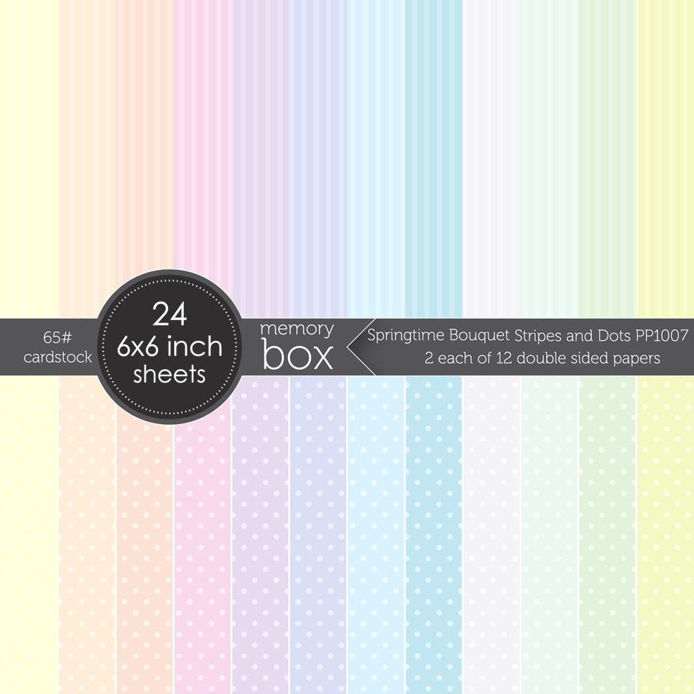 Springtime Bouquet Stripes Cardstock / Cartulina Doble Cara 6x6 Descontinuado Memory Box