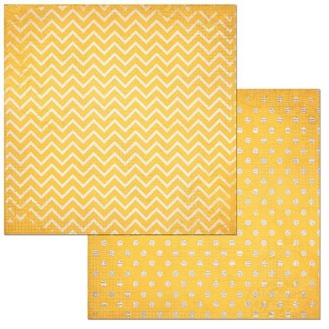 Buttercup Chevron Dot Cardstock / Cartulina Textuizada de Puntitos y Zig Zag Doble Cara Descontinuado BoBunny