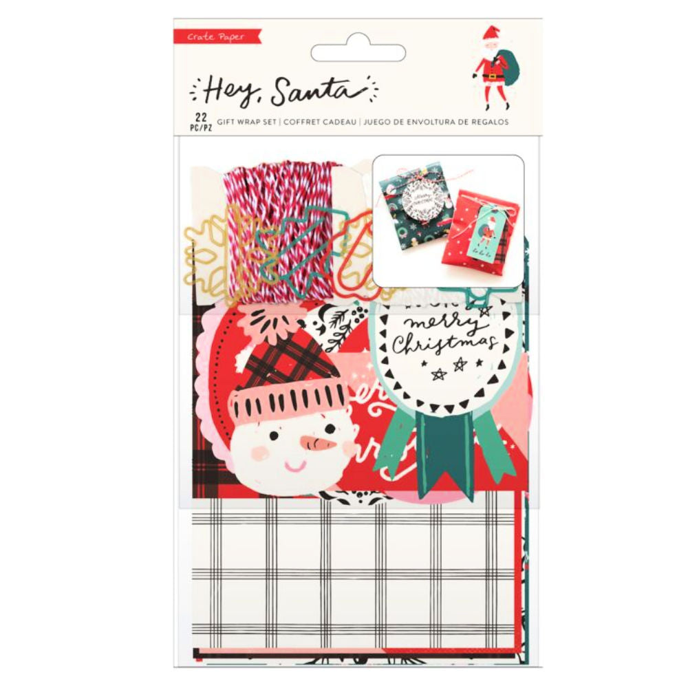 Hey Santa Gift Wrap Set / Kit Envolver Regalos Descontinuado Crate Paper