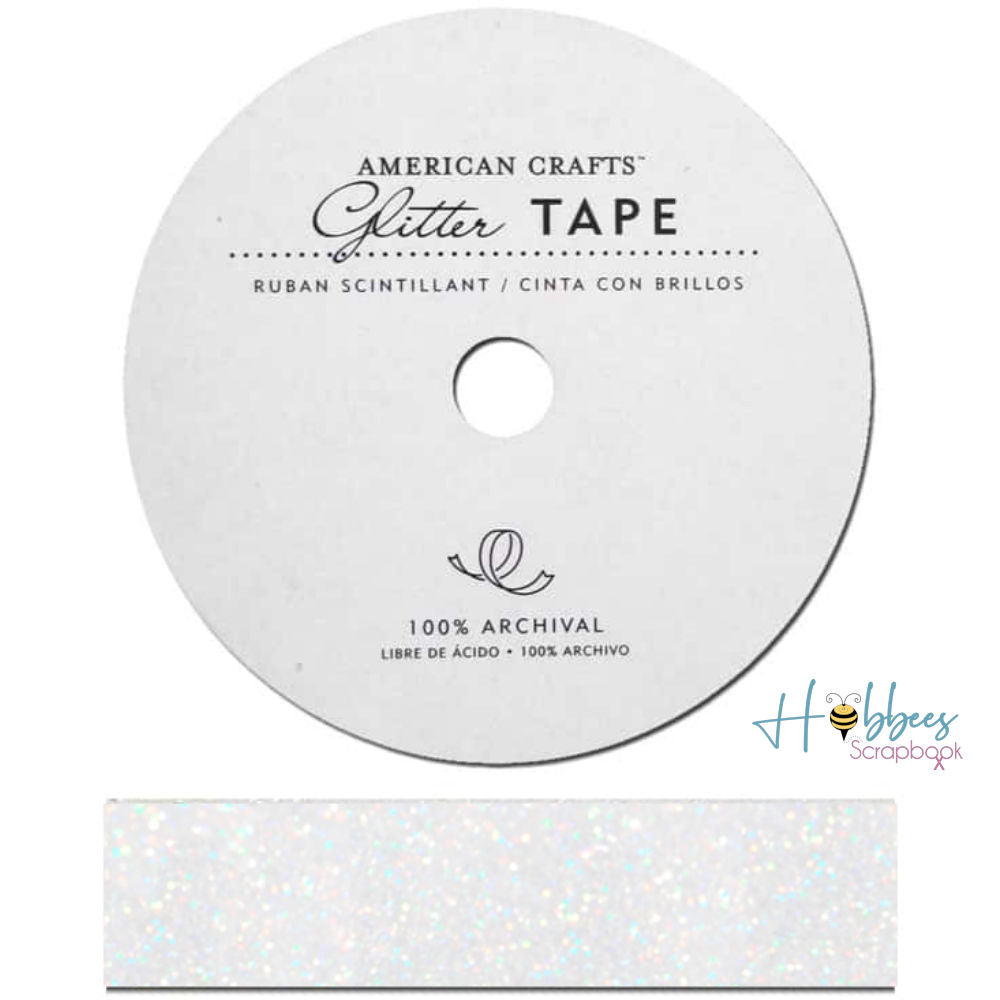 White Glitter Tape / Cinta Decorativa Blanca Con Brillitos Descontinuado American Crafts
