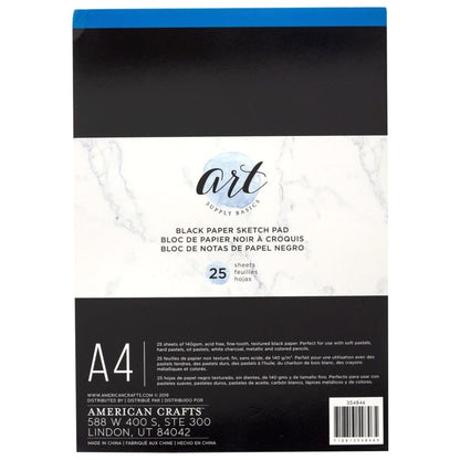 Black Paper Sketch Pad A4 / Block de Boceto Papel Negro Descontinuado American Crafts