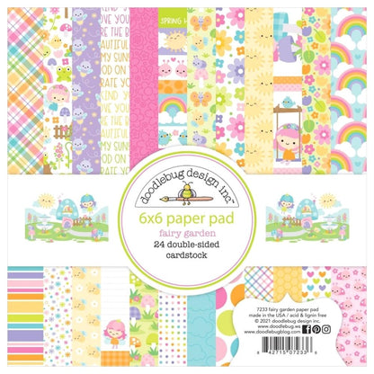 Double-Sided Paper Pad Fairy Garden 6" / Block de Papel Jardín 6" Descontinuado Doodlebug