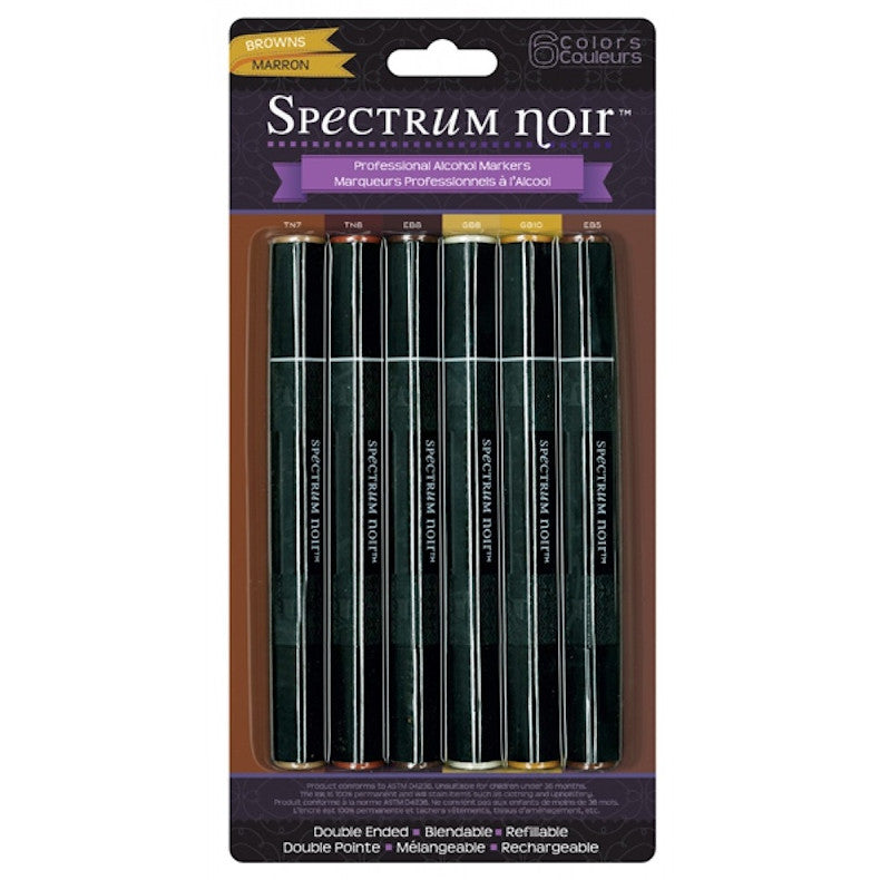 Spectrum Noir Browns 6 pz. / Marcadores con Base de Alcohol Descontinuado Crafter&