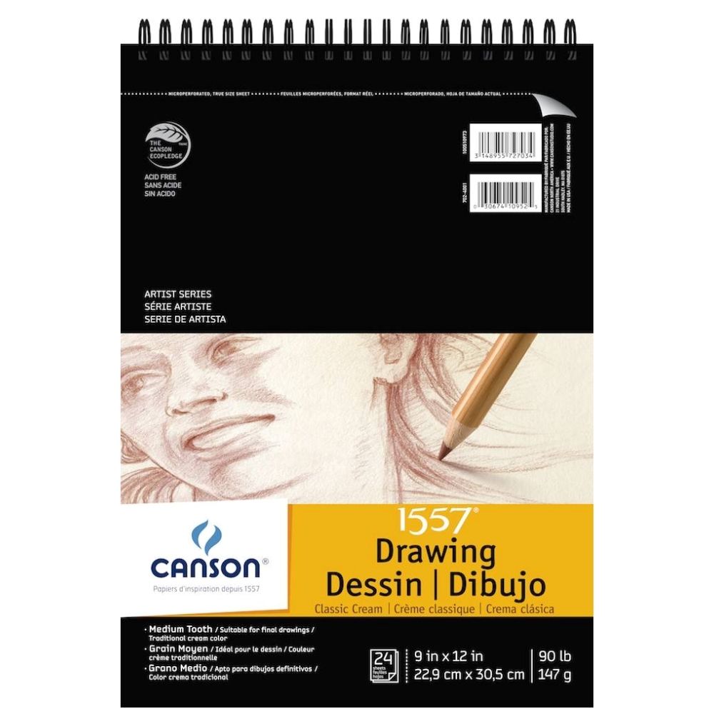 1557 Classic Cream Drawing Pad 9 x 12" / Block de Dibujo Crema Papel para Arte Canson