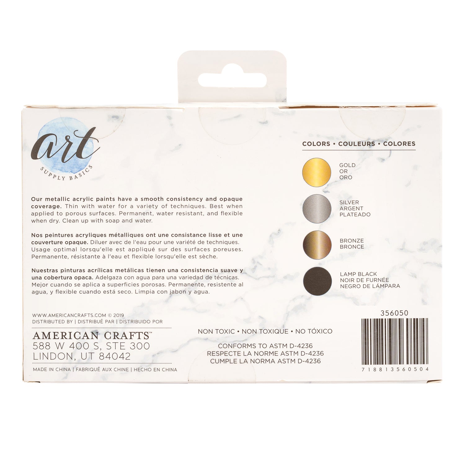 Metallic Acrylic Paint Kit / Set de Pinturas Acrilicas Metálicas Descontinuado American Crafts