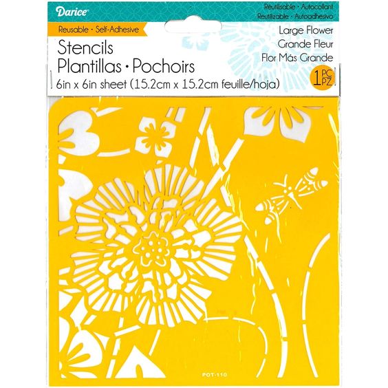Self Adhesive Stencil Large Flower / Esténcil Autoadhesivo Flor Grande Descontinuado Darice