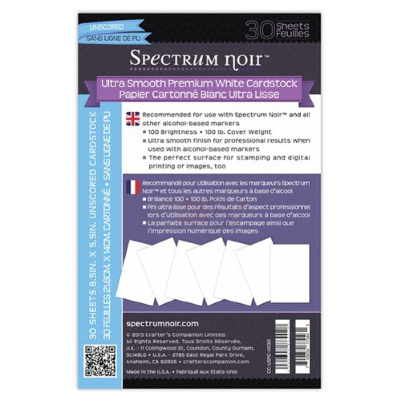Ultra Smooth Premium White Cardstock Unscored / Papel Ideal para Spectrum Noir Descontinuado Crafter&
