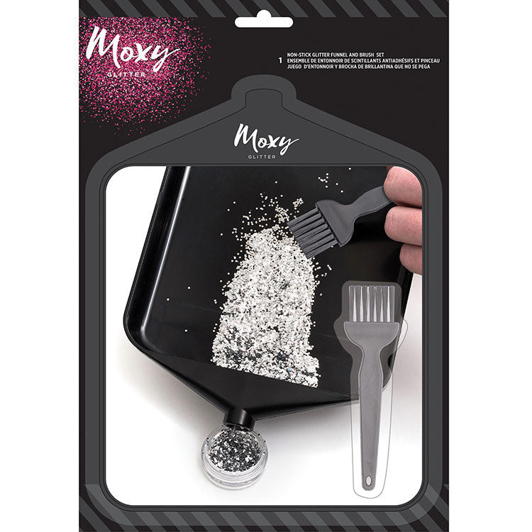 Moxy Funnel &amp; Brush Set / Charola y Brocha Para Polvos y Glitter Descontinuado American Crafts