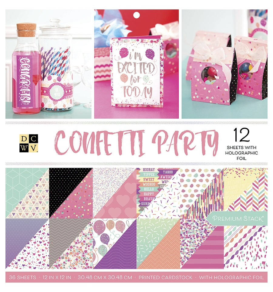 Confetti Party Holographic Foil Paper 12&quot; / Block de Papel Doble Cara Confetti Holográfico Papel DCWV