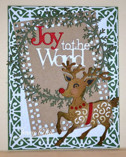 Suaje de Corte de Corona de Navidad / Joy to The World Wreath Descontinuado Cheery Lynn Designs