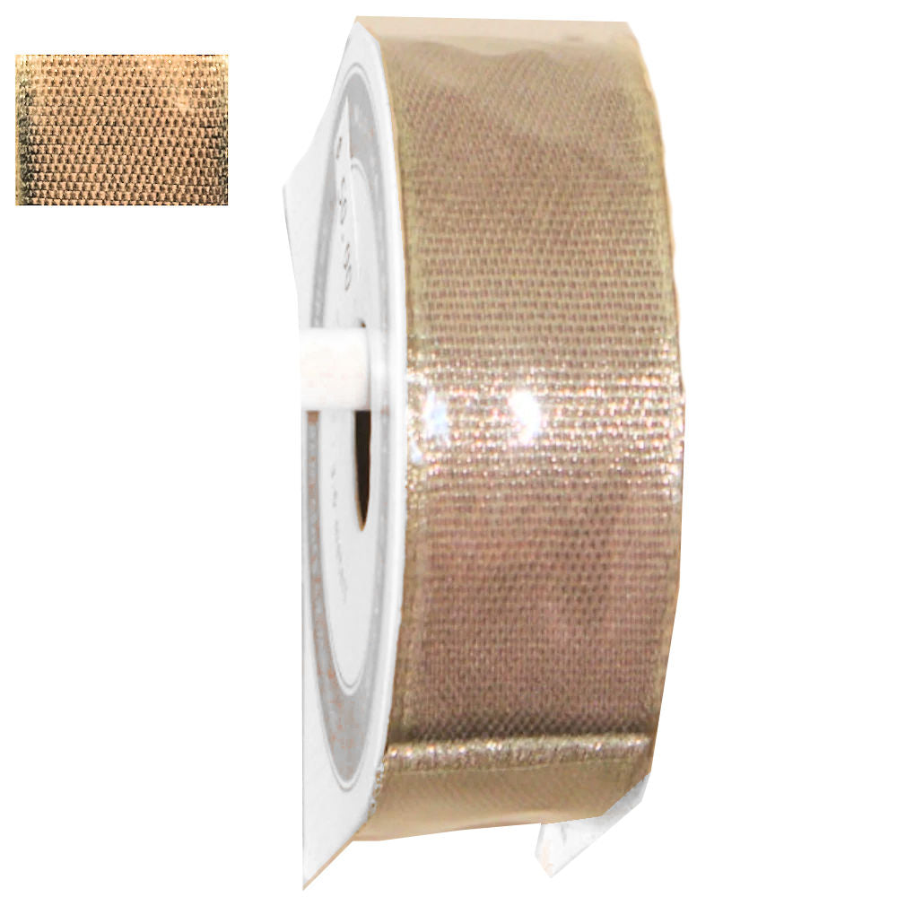 Metallic Weave Ribbon Beige / Listón Metálico