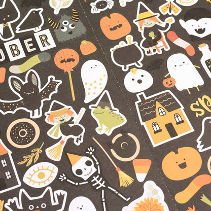 Paper Stickers Spoooky / 91 Estampas Halloween Descontinuado Pebbles