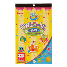 Sticker Book for Kids Owl-o-ha Beach / Libro con 228 Estampas Buhos en la Playa Stickers Darice