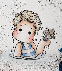 Edwin Catching Fish Cling Stamp / Sello Cling Niño con Pez Sellos Magnolia