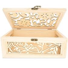 Wood Box With Laser Cut Flower Pattern / Cajita de Madera Floral Descontinuado Darice