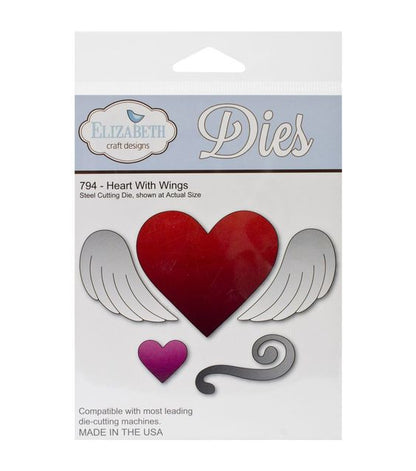 Suaje de corte de corazon con alas / Die Heart Whith Wings Dados de Corte / Suajes / Troqueles Elizabeth Craft Designs