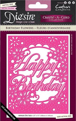 Birthday Flowers Die / Troquel Frase Happy Birthday con Diseño Floral Descontinuado Crafter&
