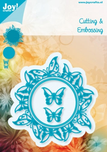 Cut & Emboss Die Round Butterfly / Suaje de Círculo de Mariposas Dados de Corte / Suajes / Troqueles Joy Crafts