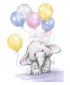 Bella With Balloons / Sellos de Polímero de Elefante con Globos Descontinuado Wild Rose Studio