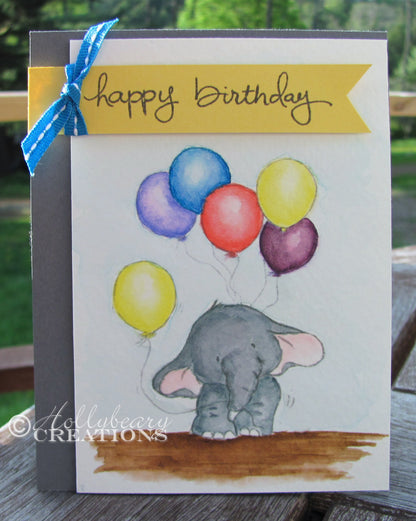 Bella With Balloons / Sellos de Polímero de Elefante con Globos Descontinuado Wild Rose Studio