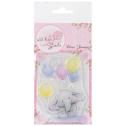 Bella With Balloons / Sellos de Polímero de Elefante con Globos Descontinuado Wild Rose Studio