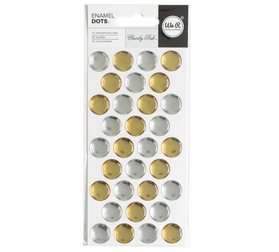 Enamel Dots Gems 32 Pkg / Gemas Autoadhesivas Plateadas y Doradas Adornos / Embellishments American Crafts