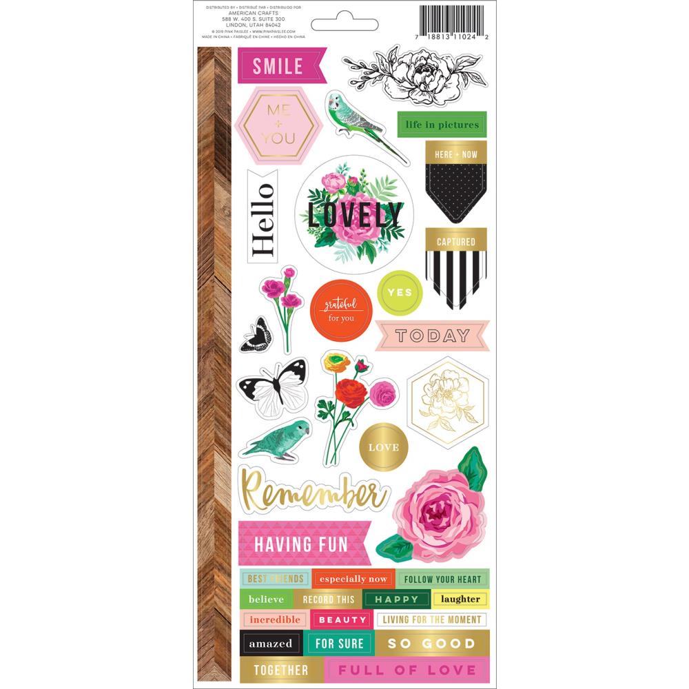 5th and Monaco Cardstock Stickers / Block de Estampas Naturaleza Descontinuado Pink Paislee