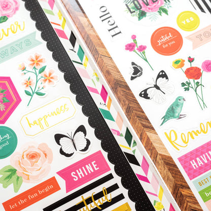 5th and Monaco Cardstock Stickers / Block de Estampas Naturaleza Descontinuado Pink Paislee