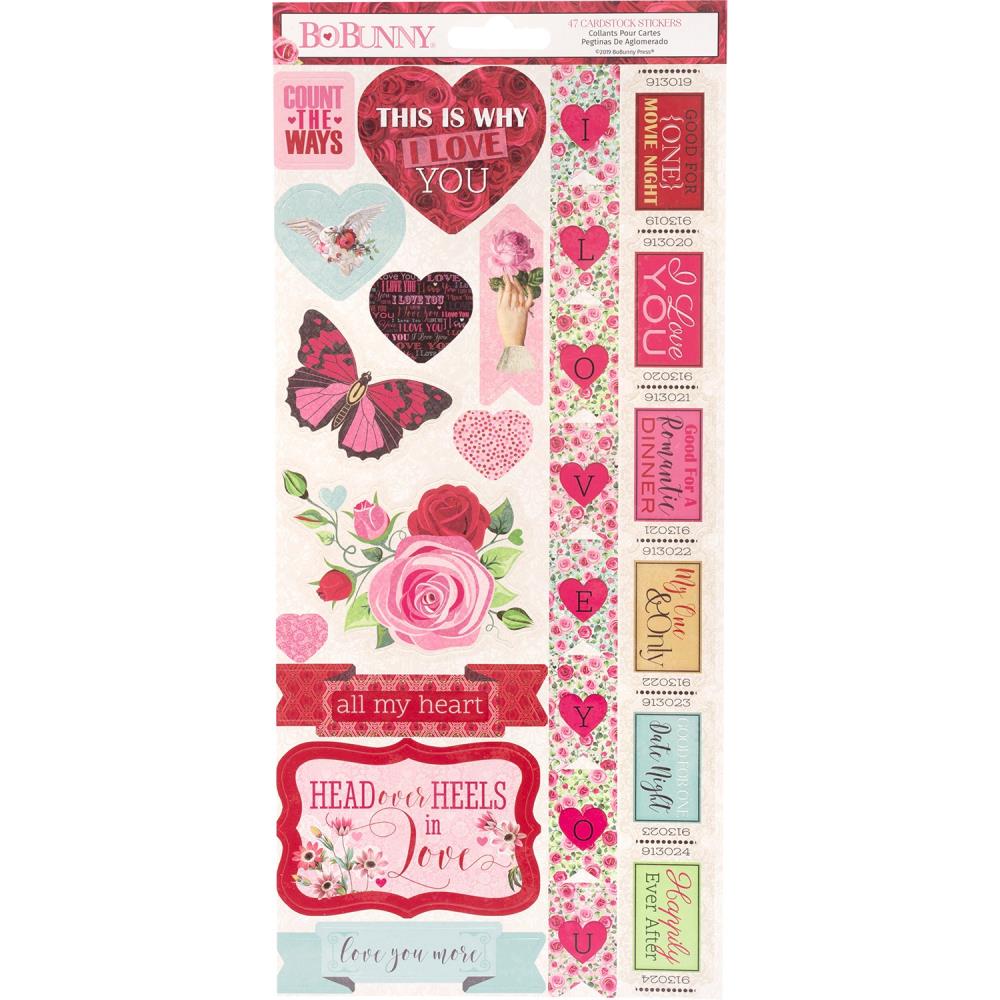 Count The Ways Cardstock Stickers / Estampas de Cartulina Amor Descontinuado BoBunny