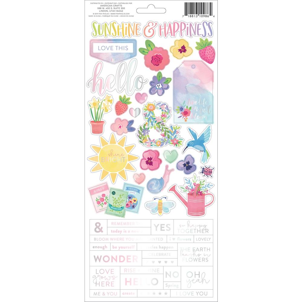 Bloom Street Cardstock Stickers / Block de Estampas Floreciendo Descontinuado Pink Paislee