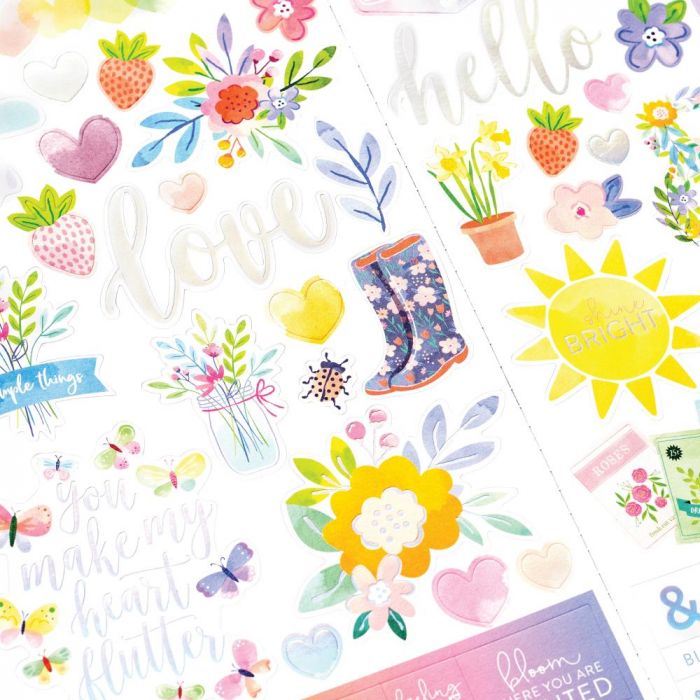 Bloom Street Cardstock Stickers / Block de Estampas Floreciendo Descontinuado Pink Paislee