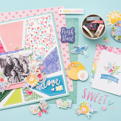 Bloom Street Cardstock Stickers / Block de Estampas Floreciendo Descontinuado Pink Paislee