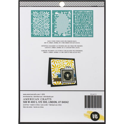 Wildflower &amp; Honey Mixed Media Stencils / 3 Estenciles de Flores Silvestres y Frases Descontinuado Vicki Boutin