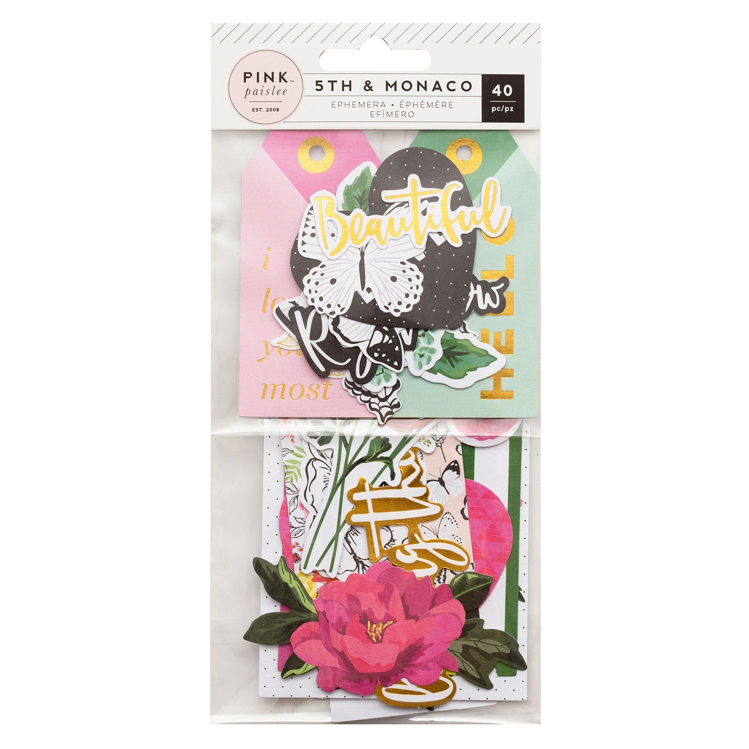 5th and Monaco Cardstock Die-Cuts / Paquete de Figuras Naturaleza Descontinuado Pink Paislee