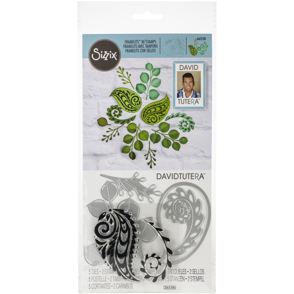 Framelits Die &amp; Stamp Set Eucalyptus &amp; Flourish / Suaje y Sello de Eucalipto y Flores Descontinuado Sizzix