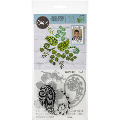 Framelits Die &amp; Stamp Set Eucalyptus &amp; Flourish / Suaje y Sello de Eucalipto y Flores Descontinuado Sizzix