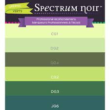 Spectrum Noir Greens 6 pz. / Marcadores con Base de Alcohol Descontinuado Crafter&
