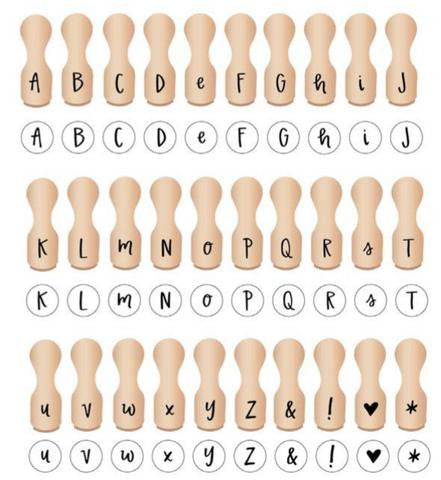 Wood Alphabet Stamps Kit / 30 Sellos de Madera de Alfabeto Descontinuado American Crafts